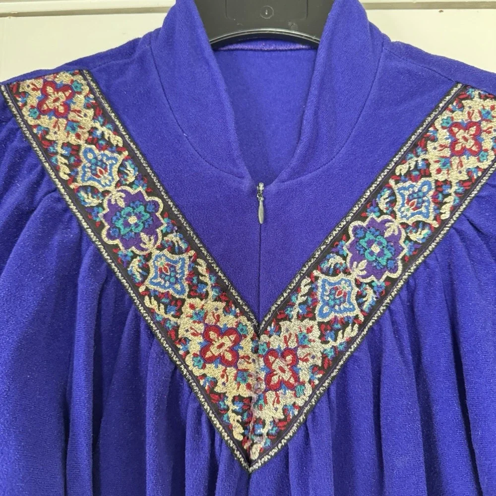 Vintage 70s Loungewear Velour Zipper House Robe Sz M/L